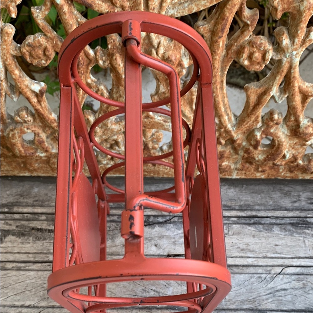 Red Farmhouse Wrought Iron Wine Rack - Picture 4 of 14